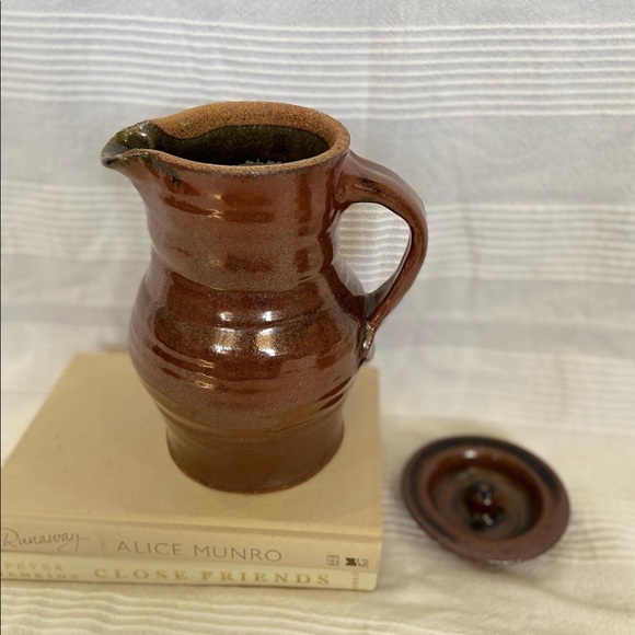 Vintage Pottery Pitcher with Lid - Picture 3 of 3